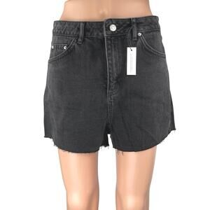 NEW Topshop Moto Women's Black High Waisted Mom Denim Jean Shorts Size 12